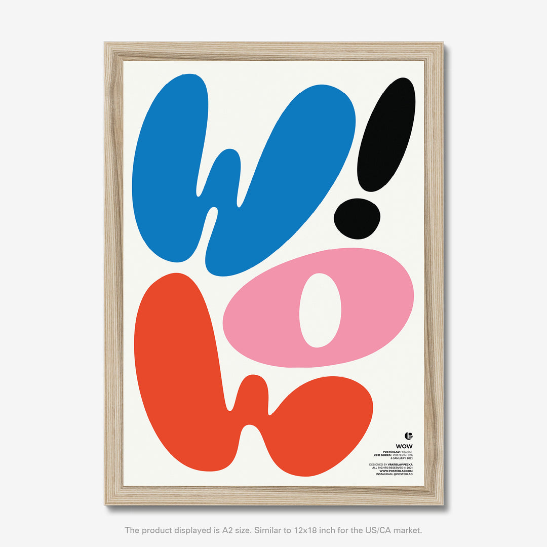 Wow poster with vibrant and playful design, bold typography and dynamic colors