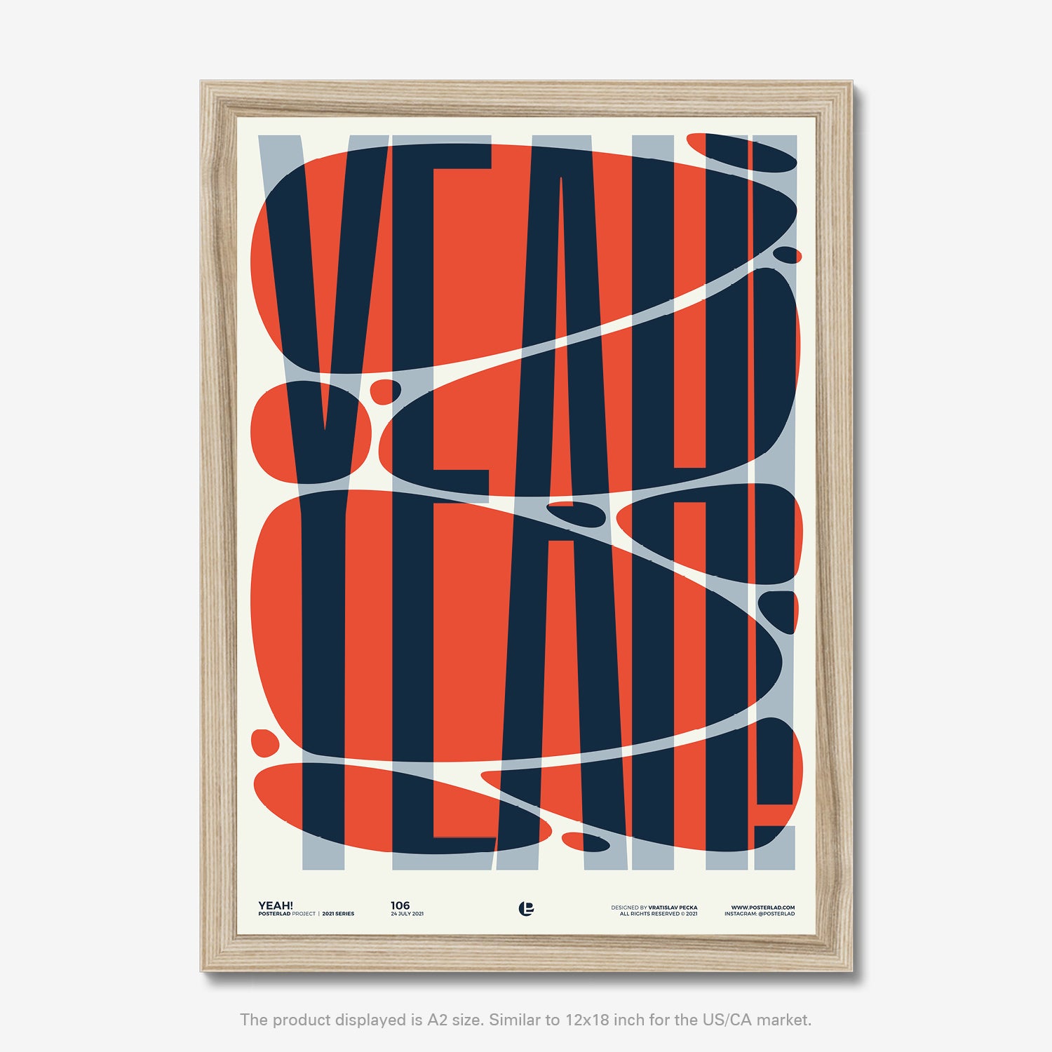 Bold typography and vibrant red organic shapes energize modern space