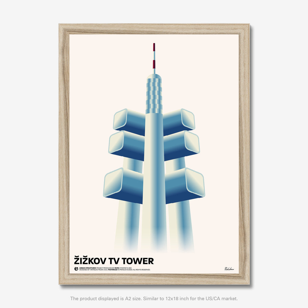 Žižkov TV Tower, a prominent landmark in Prague, Czech Republic, surrounded by lush greenery and offering panoramic views of the city skyline