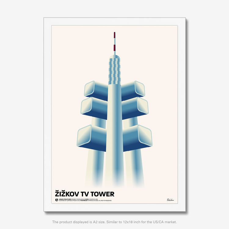Žižkov TV Tower, a prominent landmark in Prague, Czech Republic, towering over the cityscape