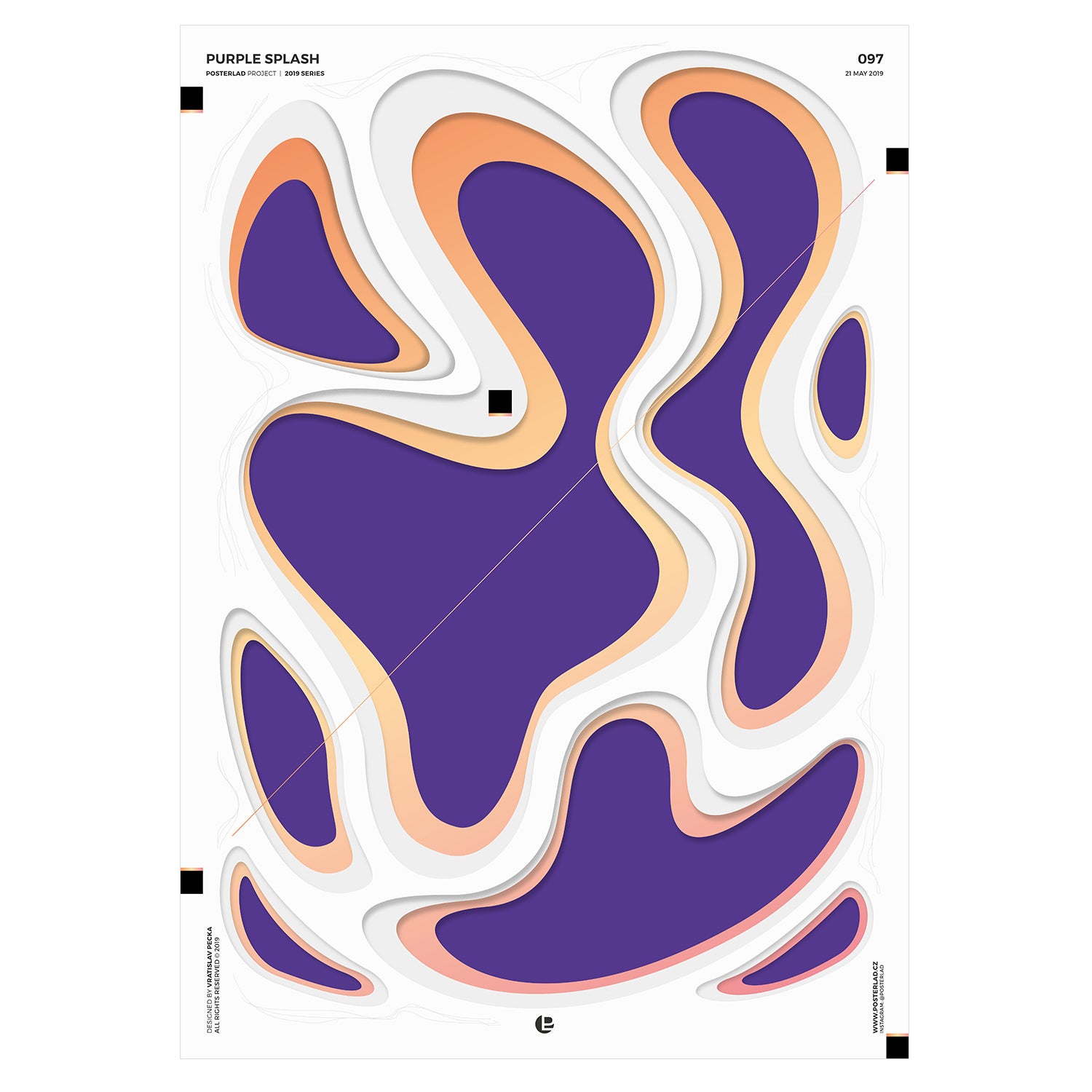A dynamic purple splash poster with vibrant, fluid curves and energy