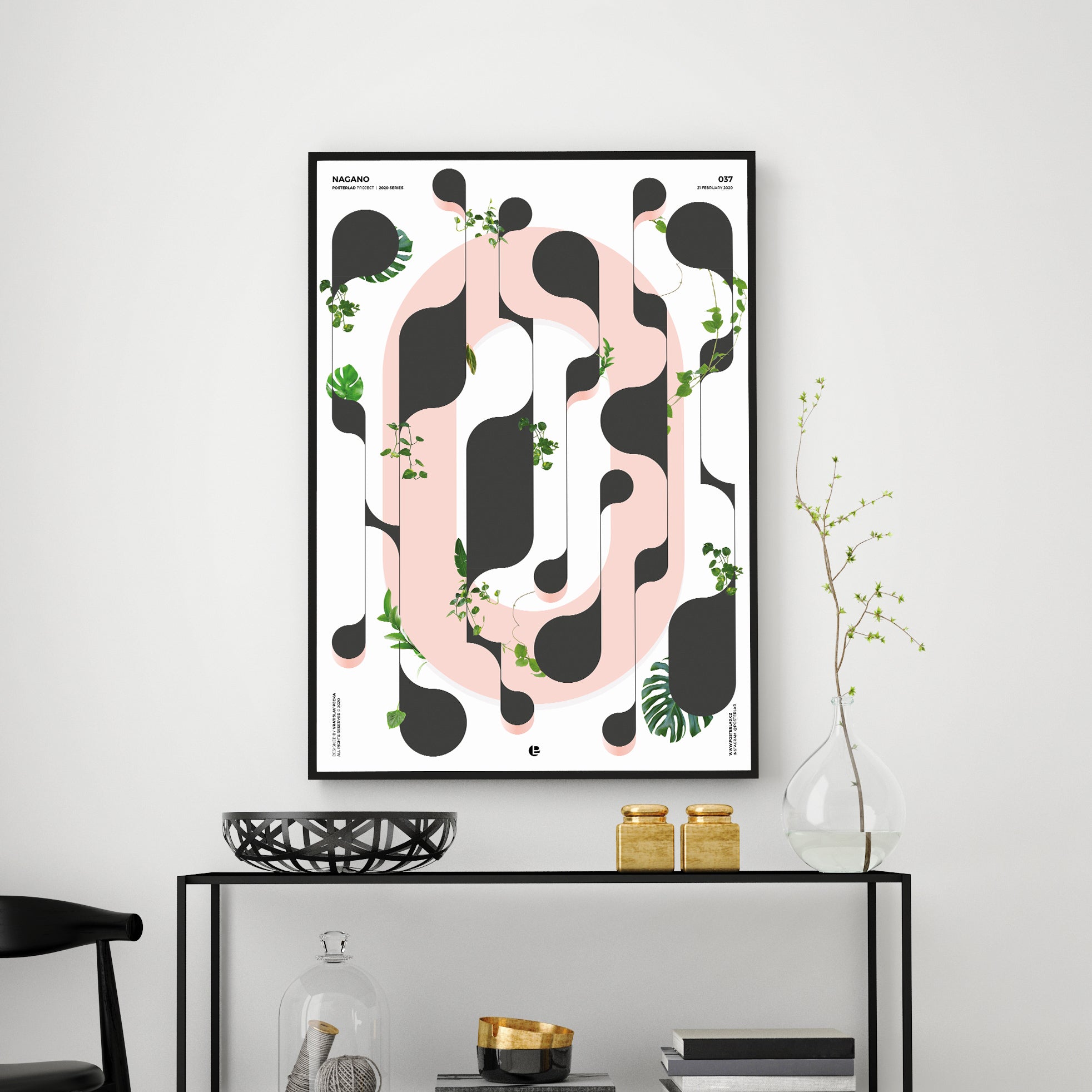 Elegant interplay of soft geometry and natural growth in Nagano poster