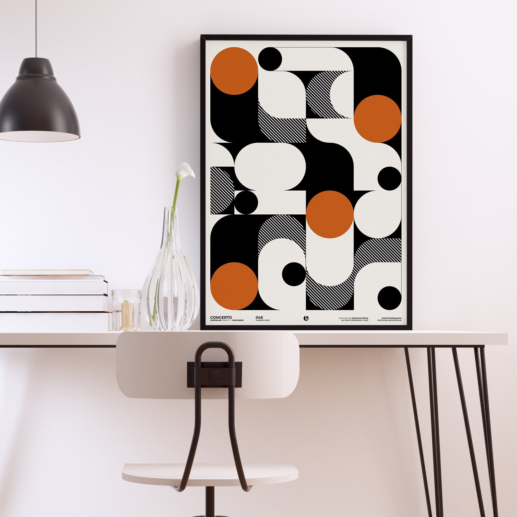 Sophisticated Concerto poster with rhythmic pattern and bold focal points