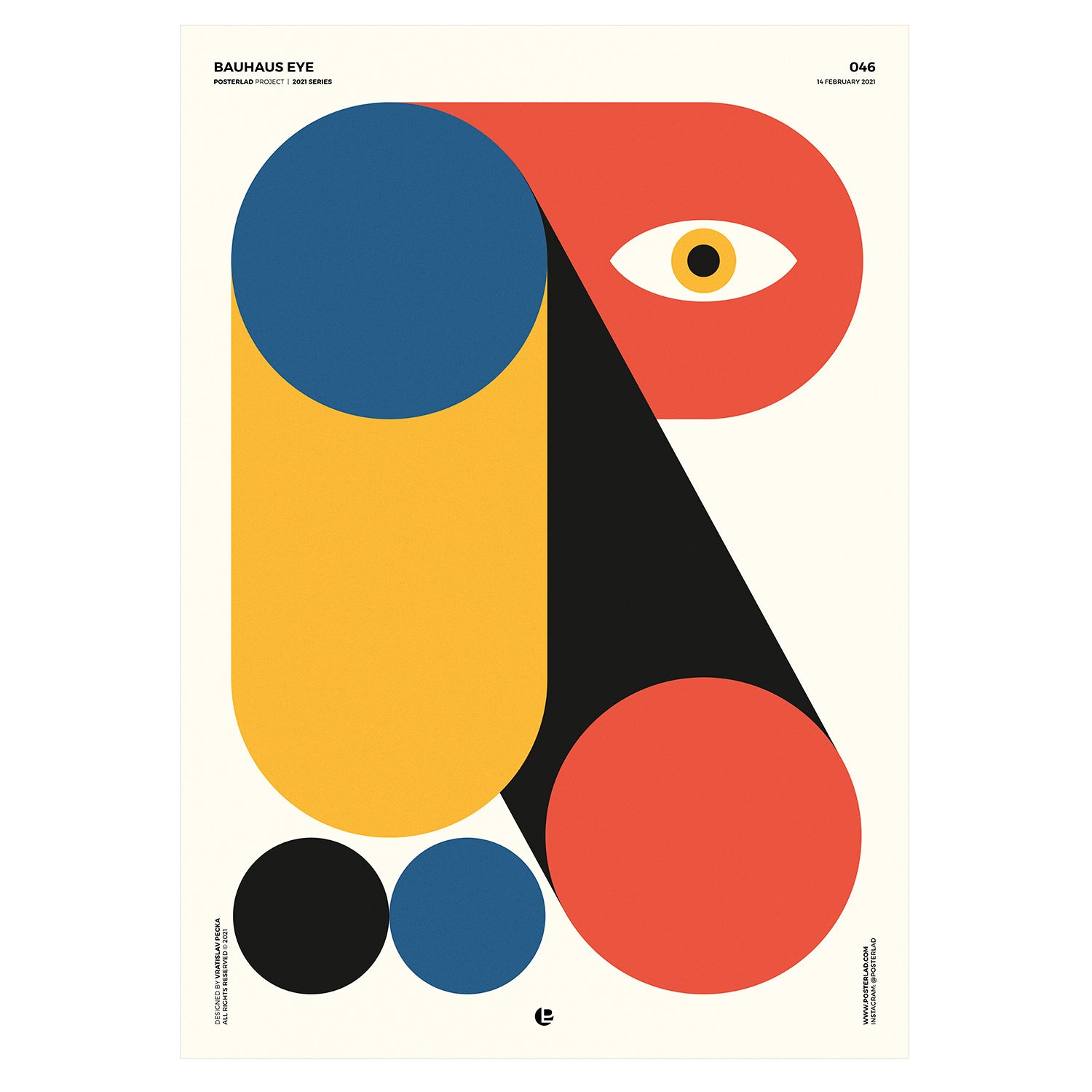 Bauhaus Eye poster featuring bold, abstract composition of geometric shapes